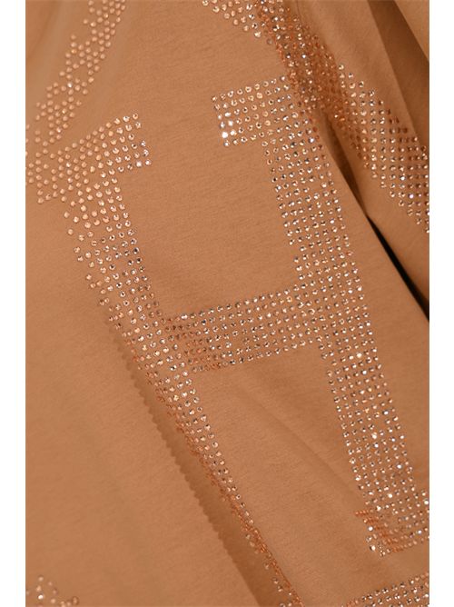 T-shirt in cotone con logo glitter Cammello Herno | JG000321D 521252141